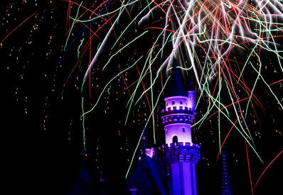 Fireworks over Sleeping Beauty Castle at Disneyland